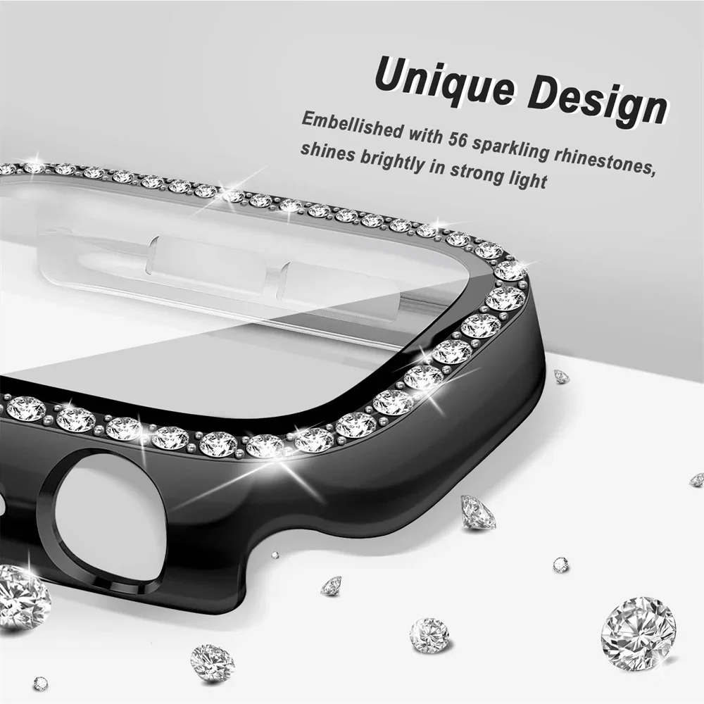 Deluxe Crystal-Trimmed Glass Watch Case with Screen Protector