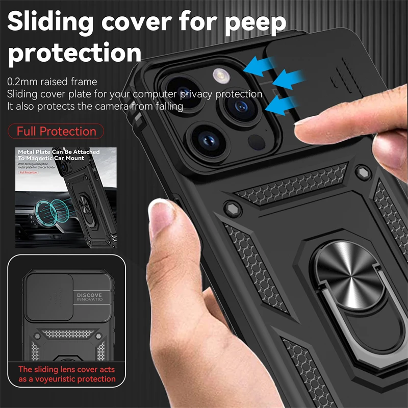 TANYO Custodia OPPO A52 / A72 / A92 | Cover Ibrida TPU + PC Antiurto Con Supporto Anello E Calamita