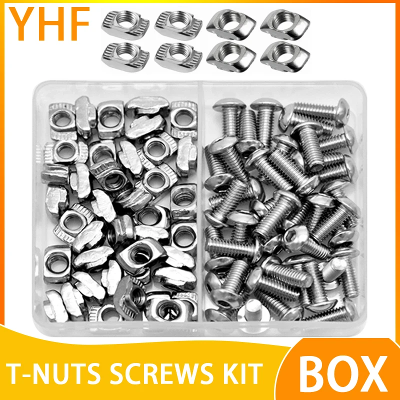 3030 Series T-Nut Screw and Kit T Track Nut for Aluminum Extrusion T Slot Nut M3 M4 M5 M6 Hexagon Socket Bolt Sliding Screw Bolt Nut Set Hex Nuts Assortment Kit Screw Washer Nut Kit Hexagon Socket Head Cap Screw