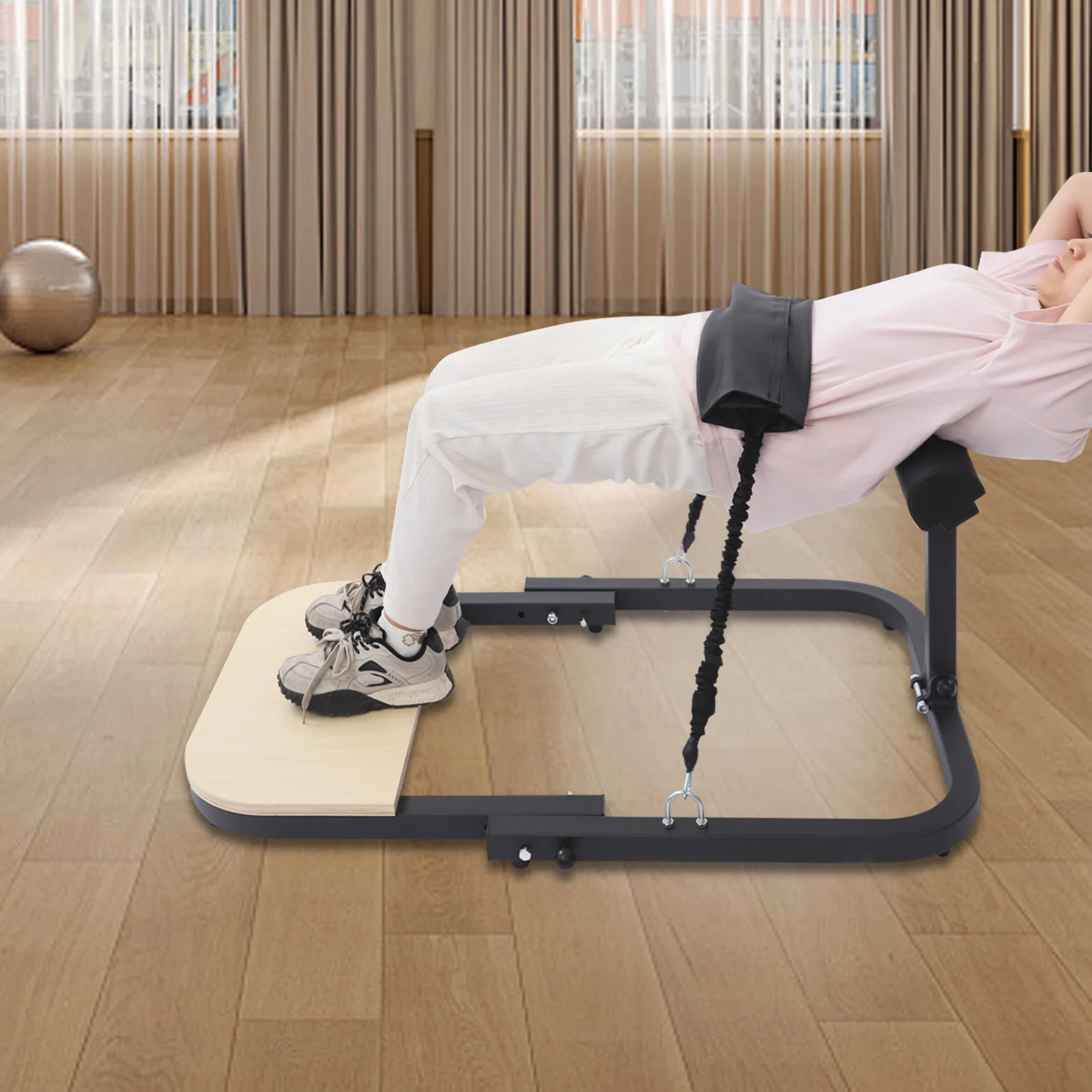 Faltbare Hip-Thrust-Maschine für Gesäßtraining, robustes Heimfitnessgerät mit rutschfester Fußplattform & 2 Widerstandsbändern, tragbare Po-Trainingsbank für Frauen, Fitness für kleine Räume – Detail 4