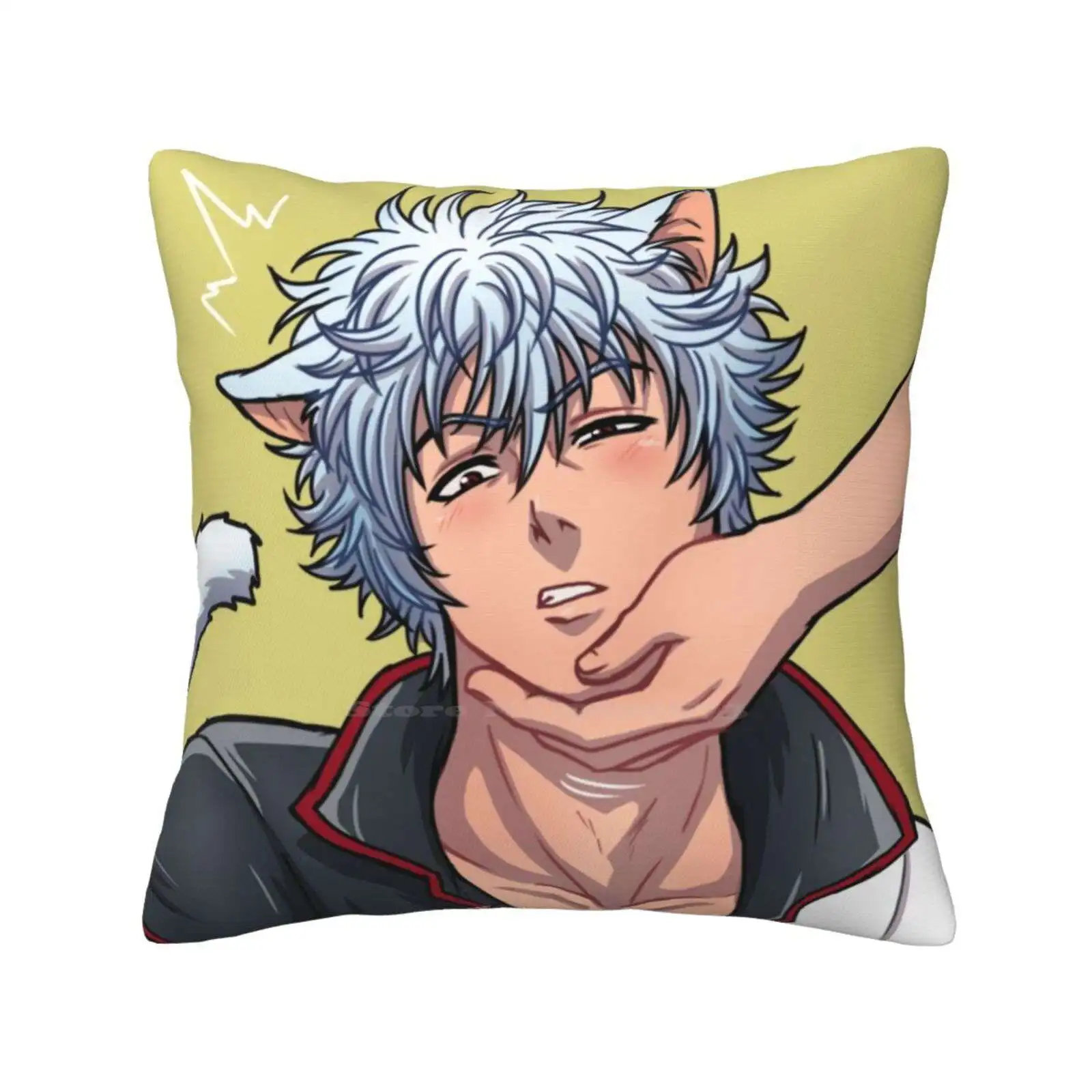 Petting Gin Fashion Sofa Throw Pillow Cover Federa Gintama Sakata Gintoki Ginneko Catboy Nyantoki