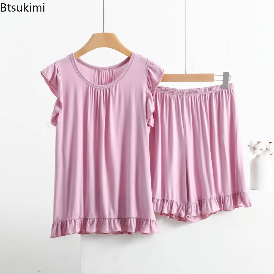 Plus Size 7XL 8XL Modal Pajamas for Women New Sleeveless Tops Shorts Suit Summer Sleepwear Pyjamas Femme Nightwear Pijamas Set