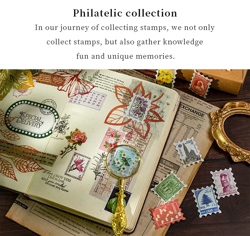 50 Blatt Retro-Stempelaufkleber-Set, klassisches Vintage-Versanddesign, für Retro-Tagebuch, Basteln, Geschenkverpackung, Kartendekoration – Detail 2