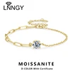 Lnngy 6.5mm 1ct Moissanite Bracelet Certified 925 Sterling Silver Paperclip Chain Bracelets For Women Unique Design Jewelry Gift