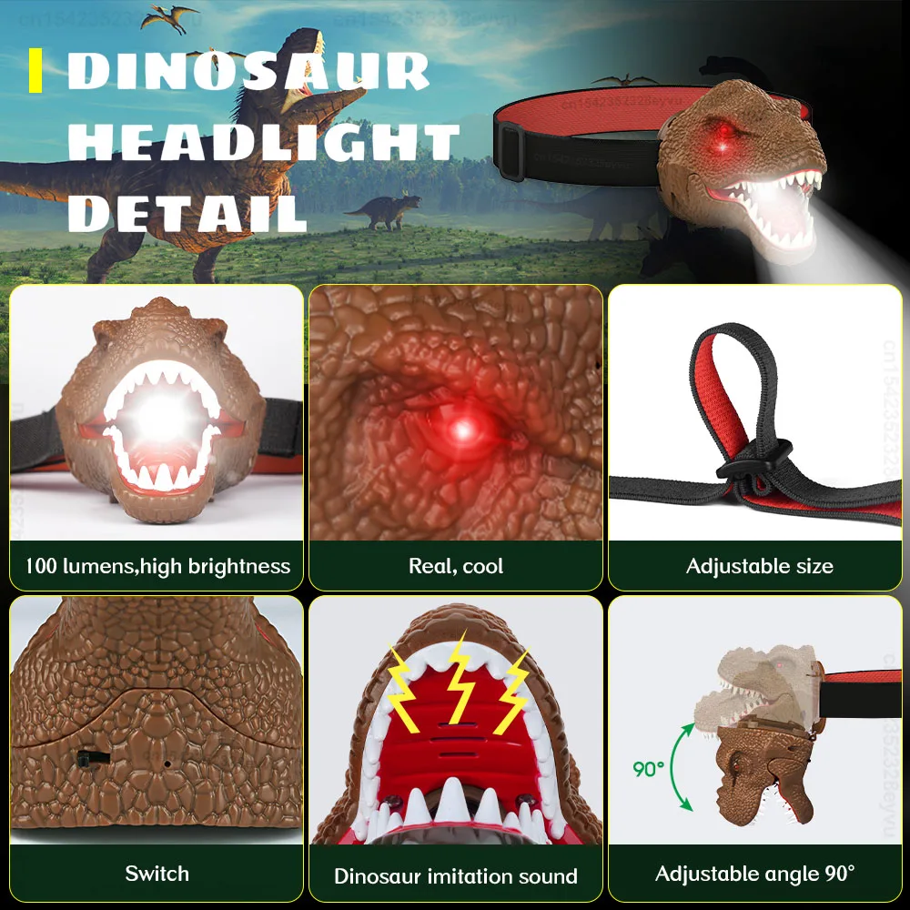 Lampe Frontale En Forme De Dinosaure Pour Enfants, Jouet De Lecture, Idéal  Pour Halloween, Noël, Anniversaire, Garçon Et Fille - Projecteurs -  AliExpress