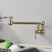 Brushed Gold Rotated Kitchen Sink Faucet Cold Water Tap Brass Basin Sink Swivel Faucets Wall Mounted Faucet 4