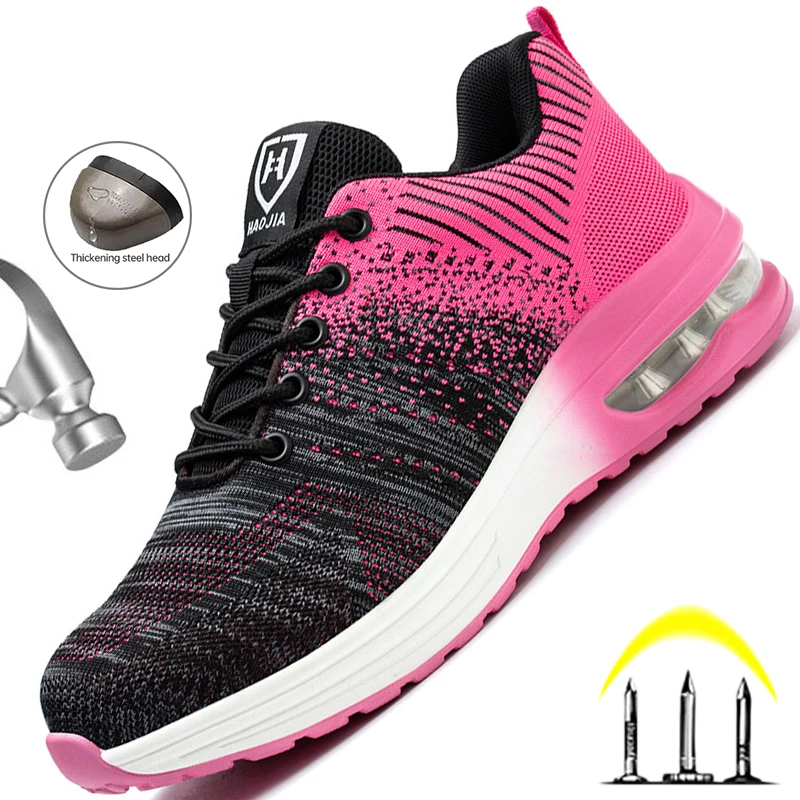 Safety Shoes Men Women Work Safety Boots Steel Toe Kevlar Puncture Proof Air Cushion Sneakers Light Fashion Work Shoes Unisex
