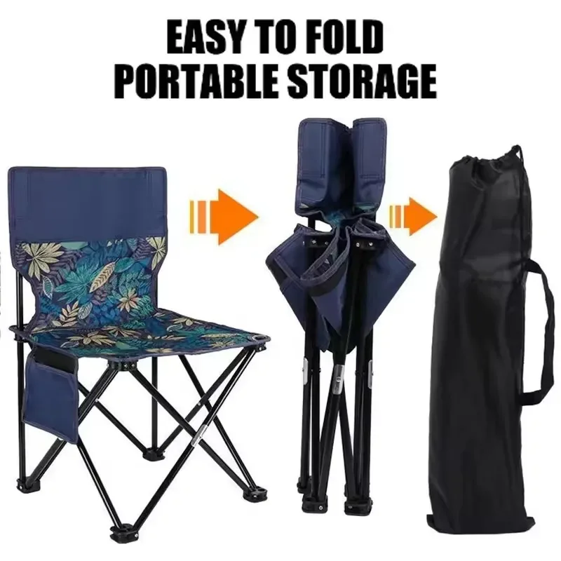 Metal Folding Chair Outdoor Portable Carbon Steel Alloy Fishing Picnic Stool Beach Chair Leisure Chairs Gear Lawn Camping