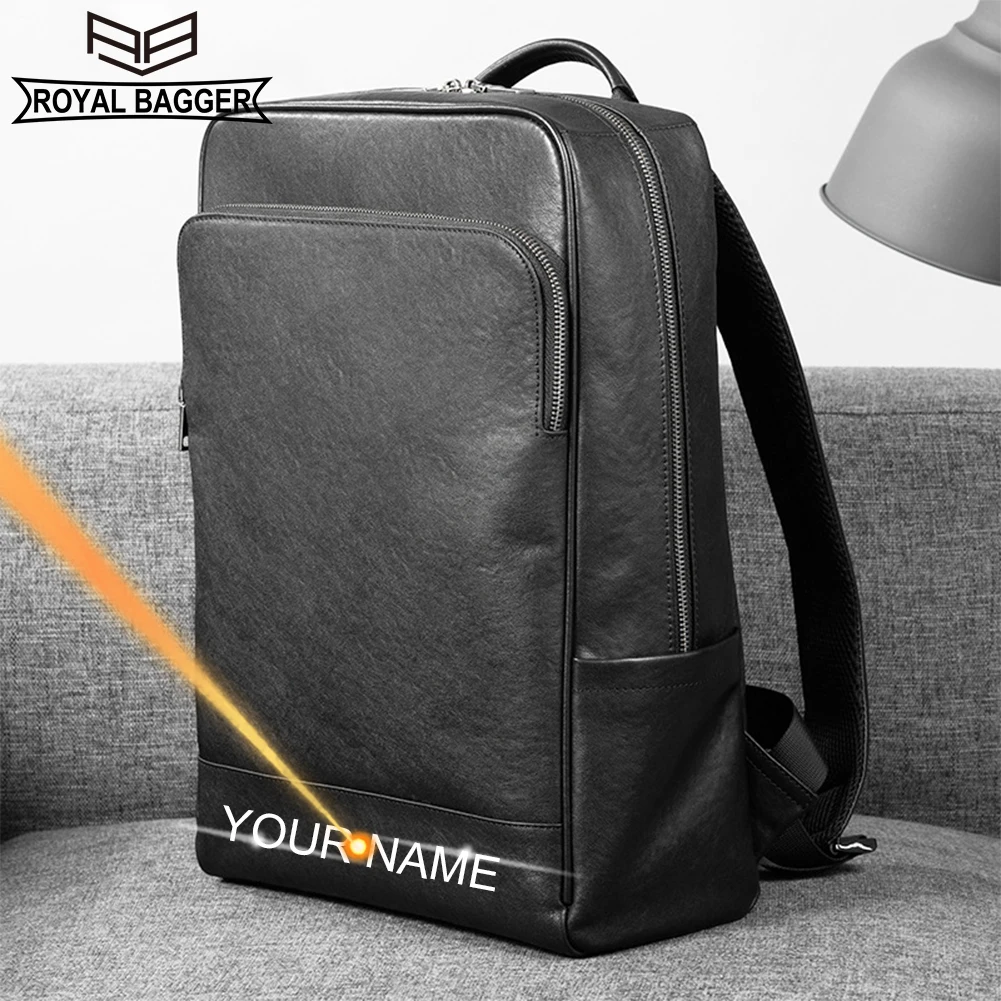 

Royal Bagger Men Business 15.6 Inch Laptop Backpack with Breathable Back Genuine Cow Leather Fashion Large Capacity Bags 6616