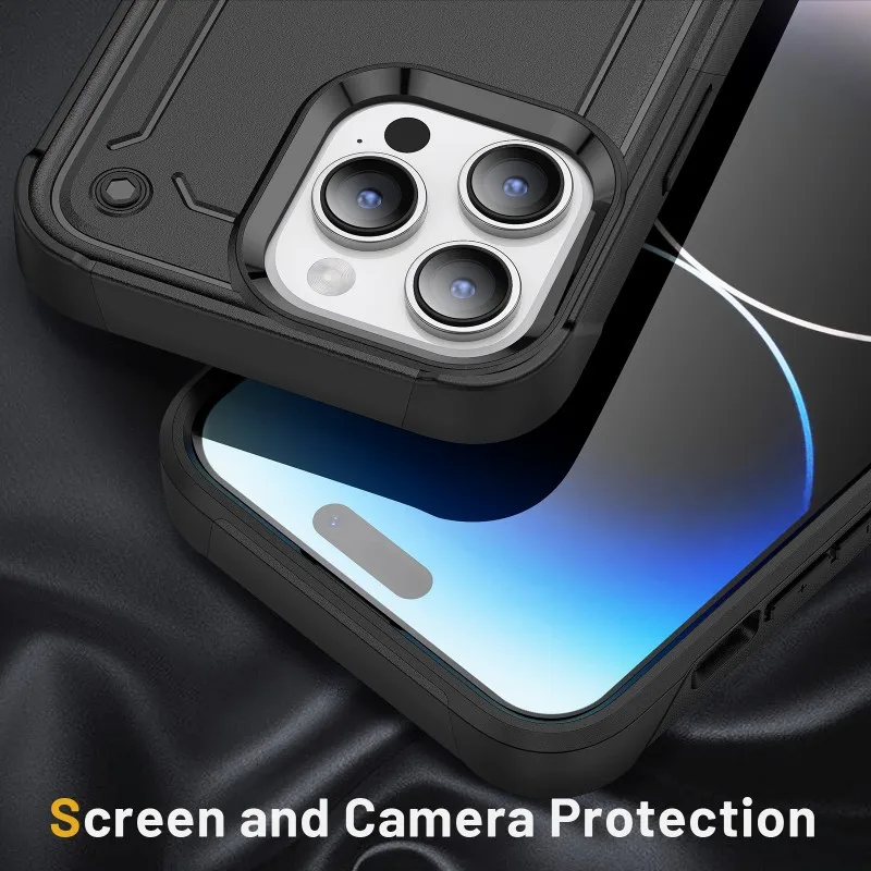 

2PCS Tempered Glass And Phone Case For iPhone 15 14 13 12 11 Pro Max X XS XR 7 8 Plus Armor Heavy Lens Protection Bumper Cover