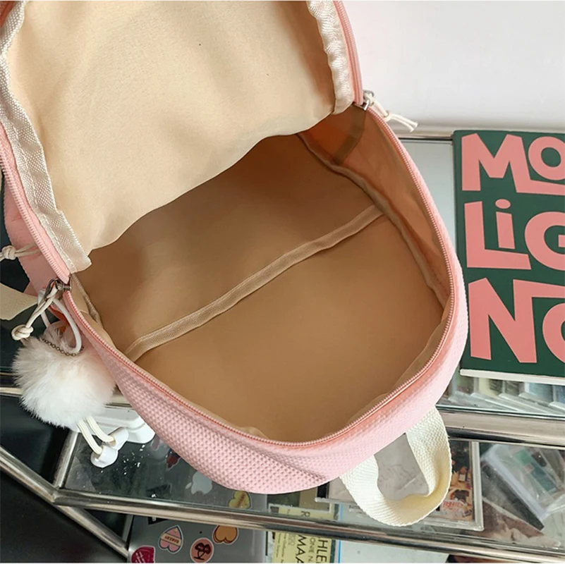 Versatile Backpack Schoolbag Computer Backpack Couple Campus Solid Color Backpack Girl Macaron Color Backpack