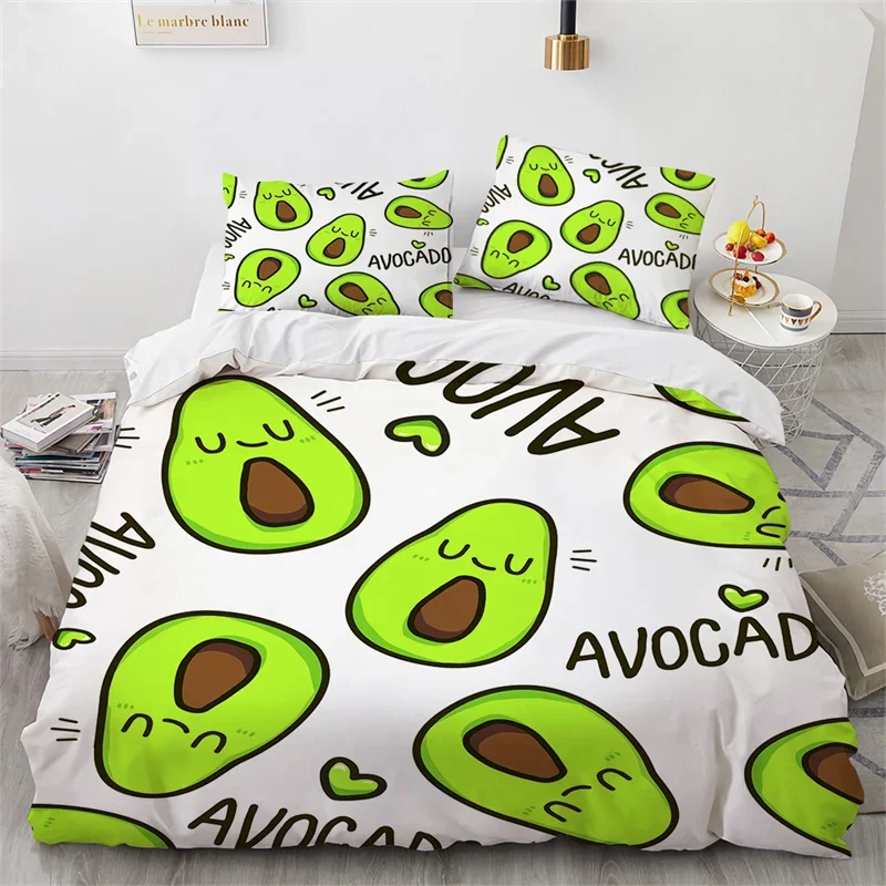 Copripiumino 3D Avocado Copripiumino In Microfibra Con Frutta Carina Cartone Animato Avocado Faces Set Di Biancheria Da Letto Completo Per Bambini Rag