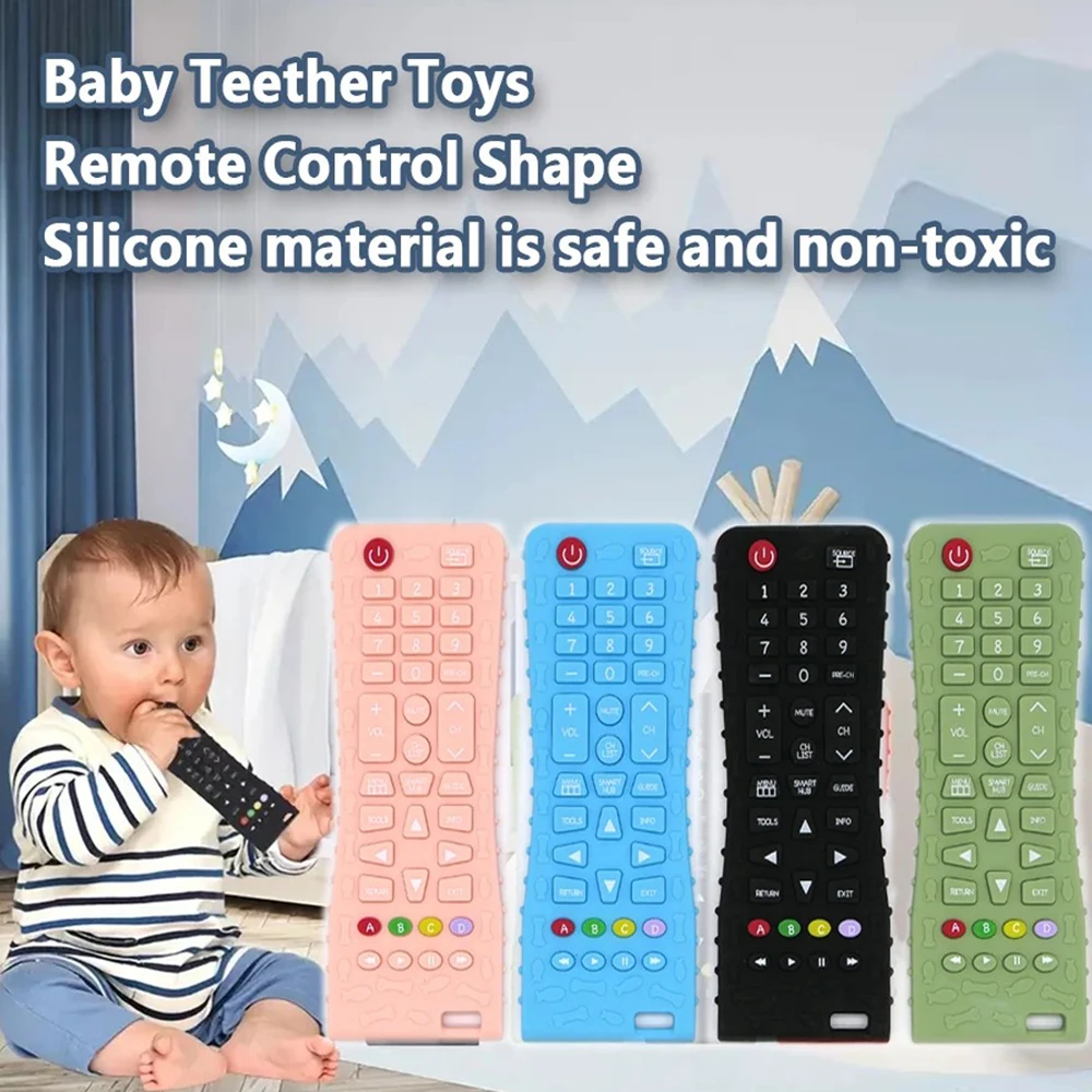 1/4pcs New baby teethers remote control modeling silicone teething toys children's sensory educational toys gift sets 2