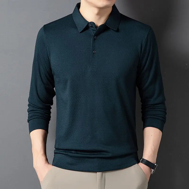 

Fashion Lapel Button Casual Solid Color Polo Shirts Men's Clothing 2023 Autumn Winter Loose All-match Tops Korean Tee Shirt