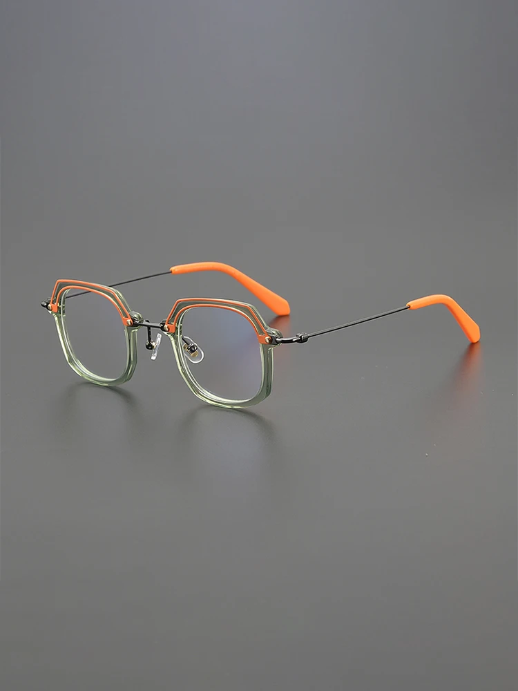 

Niche personality ultra light titanium glasses frame male big face designer literary square frame optical prescription glasses