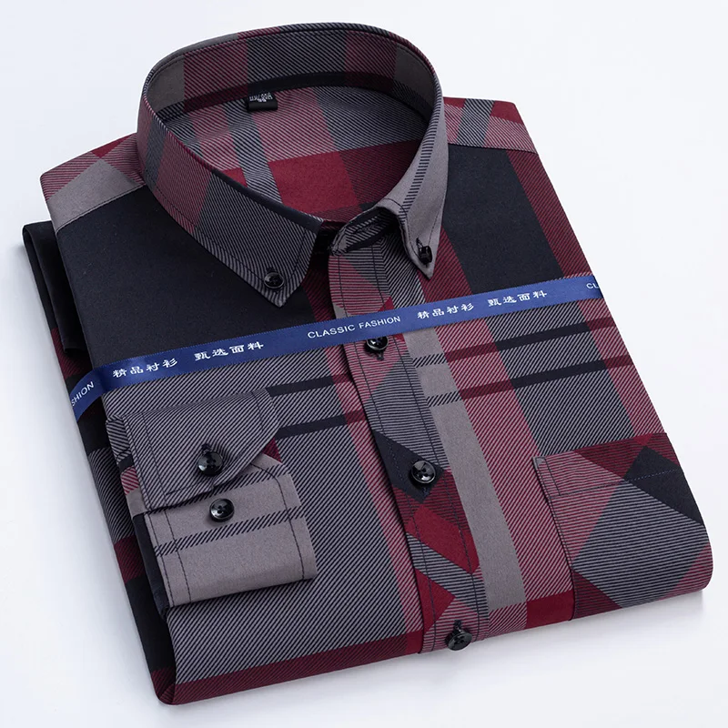 Men's Non-iron Shirts Business Casual Bronzing Long Sleeved Regular Fit Shirts Spring and Autumn New Fashion Print Top Clothing