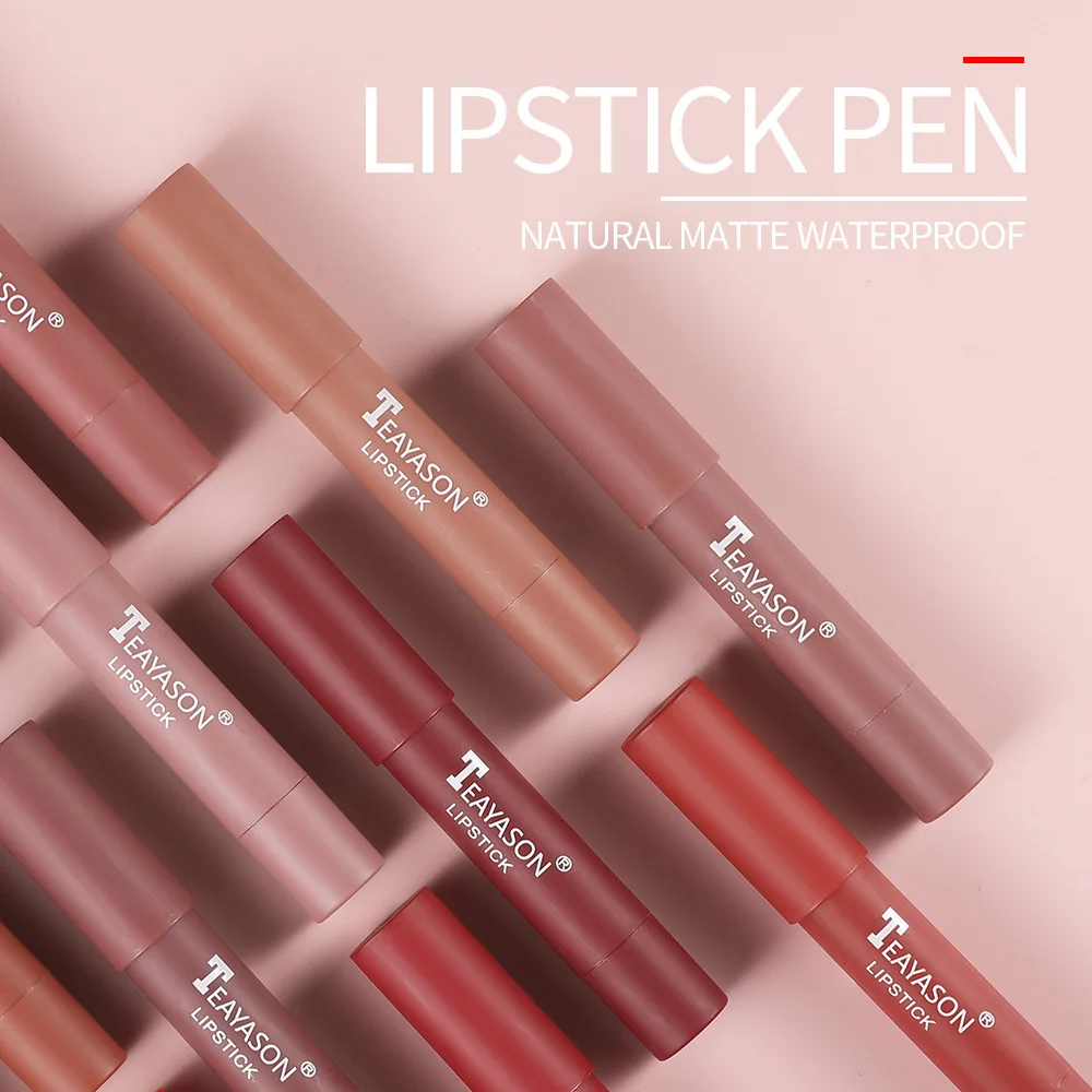 Nude Lipliner Pencil 12 Colors Lip Makeup Lipstick Pen Waterproof Long Lasting Non-stick Cup Matte Nude Brown Lipliner Cosmetics lip liner pencil,lip liner,lipliner pencil
