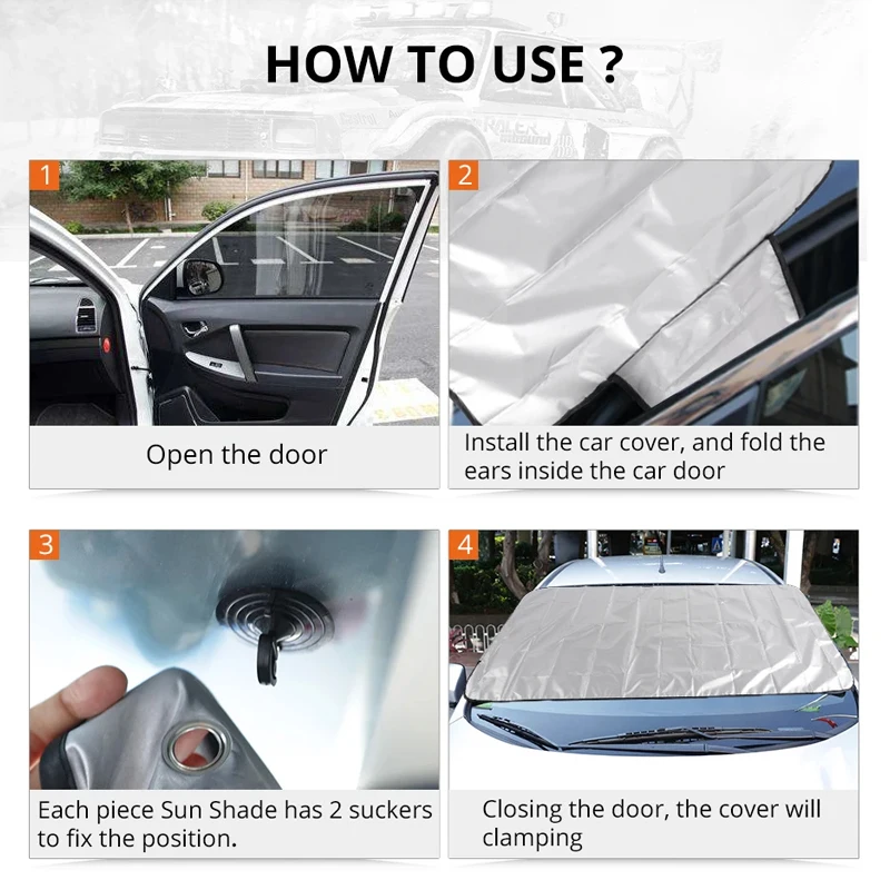 Car Sunshade Windshield Sunshade Windshield Sun Shade Car Cover Car Snow Shield Outdoor Car Windshield Sun Shade Cover UV-Reflective Sun Protection Waterproof Snow Cover Universal for Summer/Winter