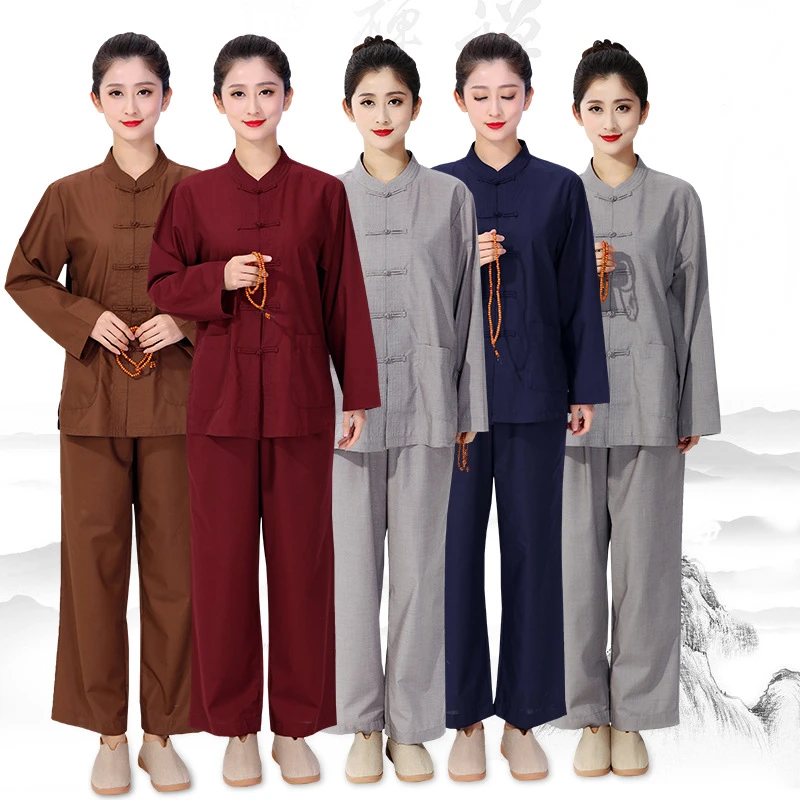 

Buddhist Layman Clothes Set Top and Pants 5 Colors Haiqing Adults Meditation Clothes Traditional Chinese Nun Monk Clothes Suit