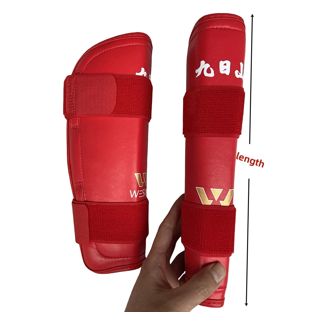 Wesing Kids Adults 1 Pair PU Sanda MMA Muay Thai Shin Guards Leg Protector Kickboxing Martial Arts Wushu Training Equipment DEO