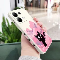 Cloud Cat Liquid Silicone Phone Case - Soft, Durable Cover with Adorable Design for Redmi Note10(10S) (White)