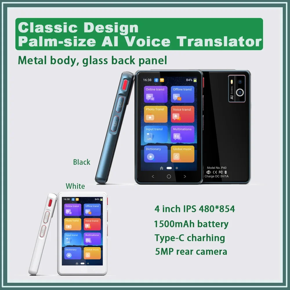 P40 Translator Offline Voice Translator 135 Languages Translation 14 Languages Offline Translation Recording Photography