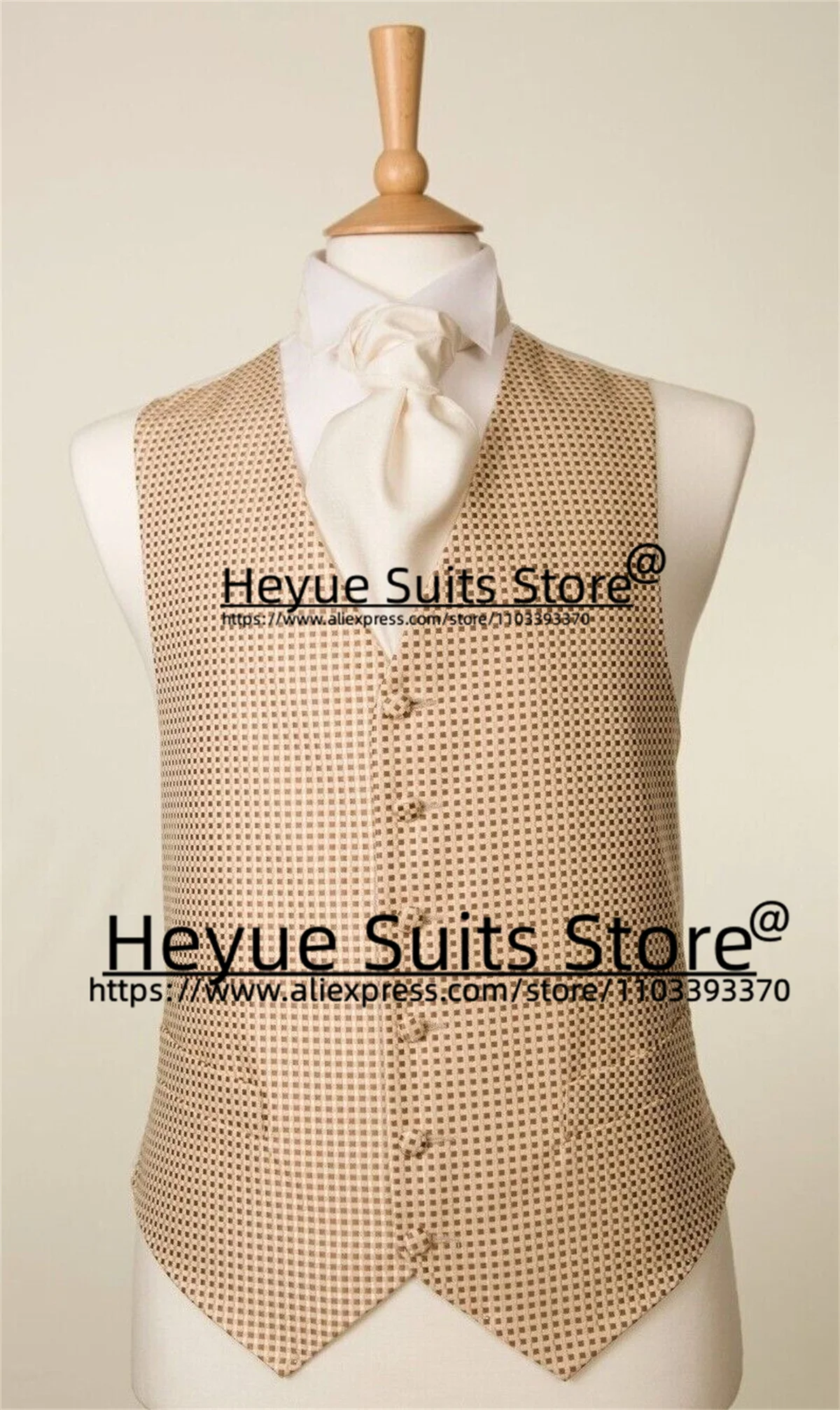 Fashion khaki Elegant Suits For Men Custom Plaid Vest Notched Lapel Groom Tuxedos 2Pieces Sets Classic Male Blazer Costume Homme