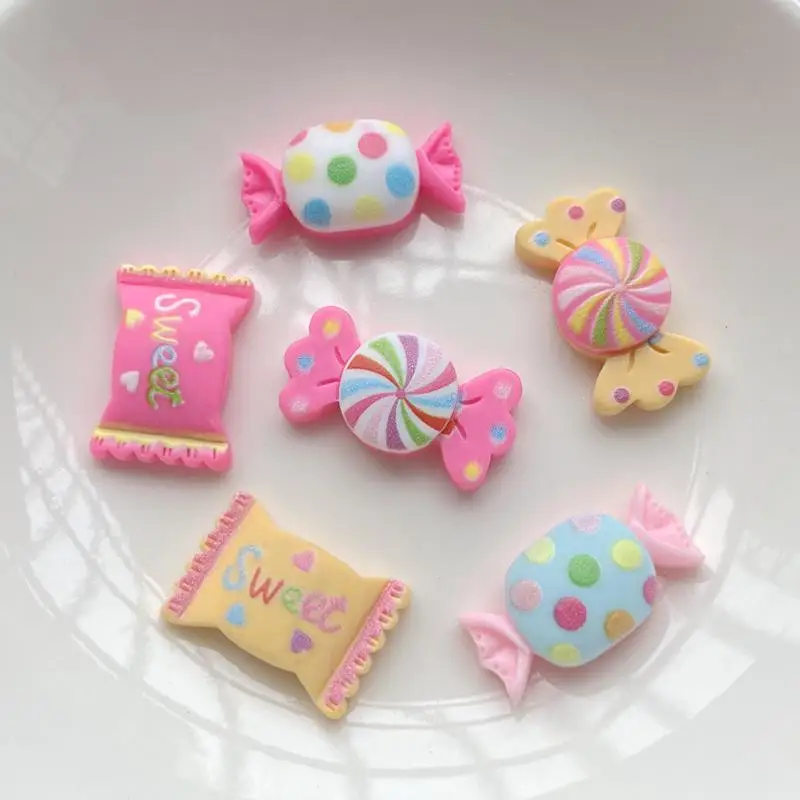Jewelry Making Supplies 30PCS Imitation candy resin gem accessories flat back clip book DIY phone case patch jewelry accessories materials