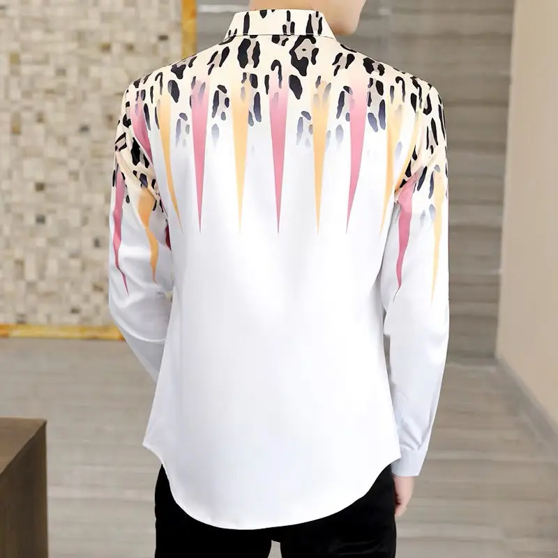 Autumn KPOP Fashion Style Harajuku Slim Fit Shirt Loose Casual All Match Tops Pointed Collar Korean Style Button Printed Blusa
