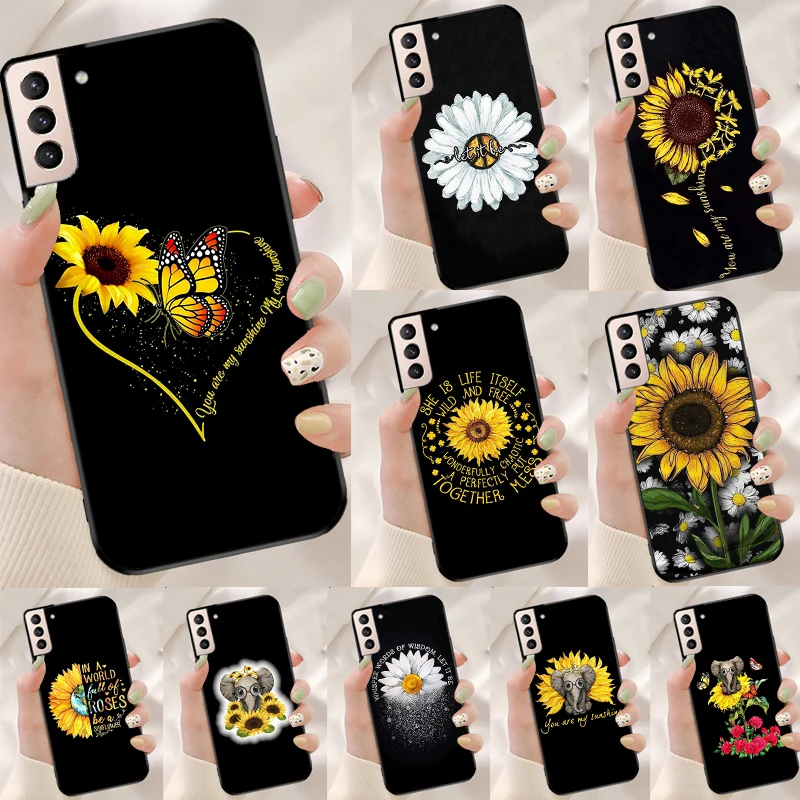 Beauty Yellow Sunflower Silicone Case For Samsung Galaxy S20 FE S8 S9 S10 S21 Plus Note 20 Ultra S22 Cover |