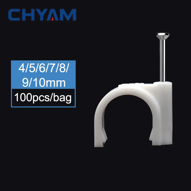4/5/6/7/8/9/10mm Wire Clamp Line Buckle Fixing White Round Steel Nail Wall Hanging Screw Cable Clips