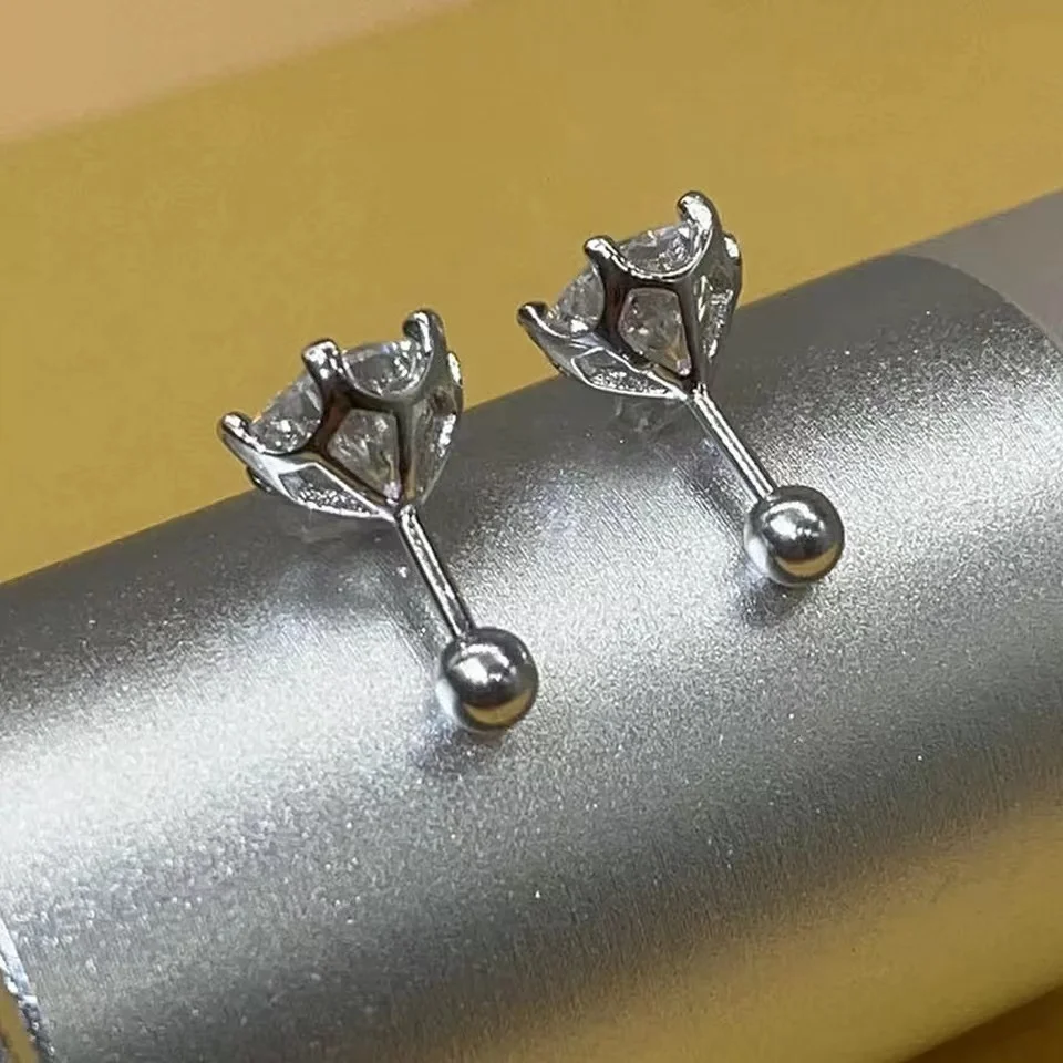 BIJOX děj moissanite lodní šroub skoba náušnice D barva 925 mincovní stříbro 6 prong diamant náušnice pro ženy svatební jemný šperků