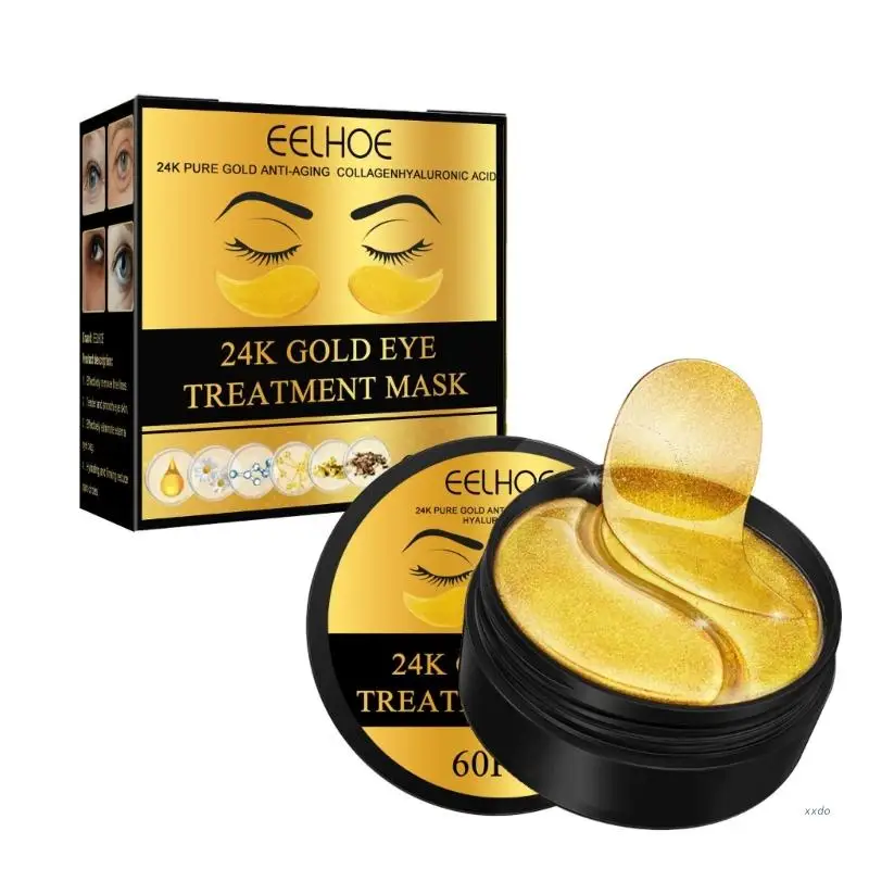 

EELHOE 60PCS 24K Gold Under Eye Mask for Anti-aging Dark Circles Under Eye Bags Repair Skin Care Pads