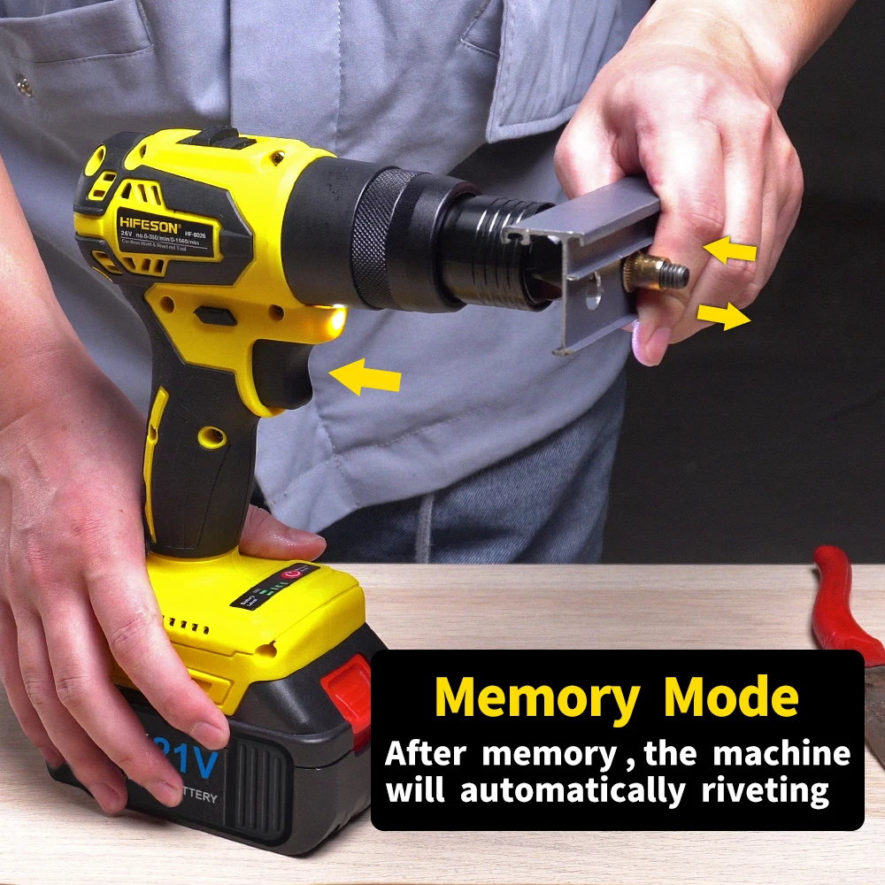 HIFESON electric riveter rivet gun Powerful Brushless Electric Ramm Gun