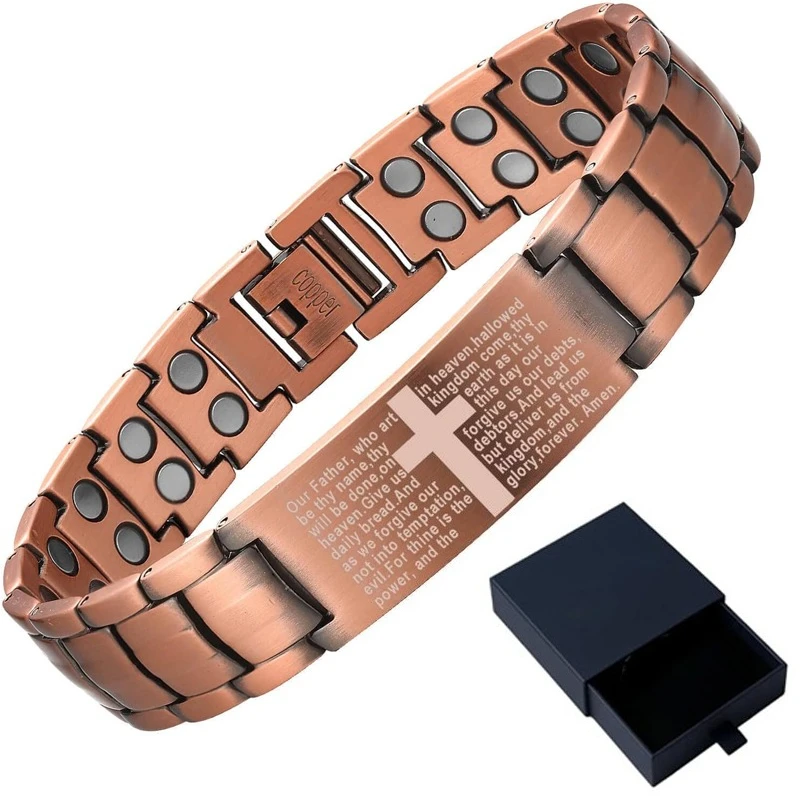 Pure Copper Cross Magnetic Bracelet for Men