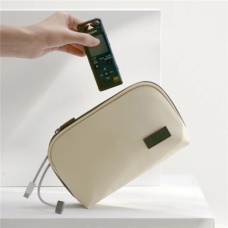 PU Leather Digital Storage Bag Cosmetic Case Large Capacity Waterproof Storage Bag For Mobile Phone Data Cable Solid Color 6