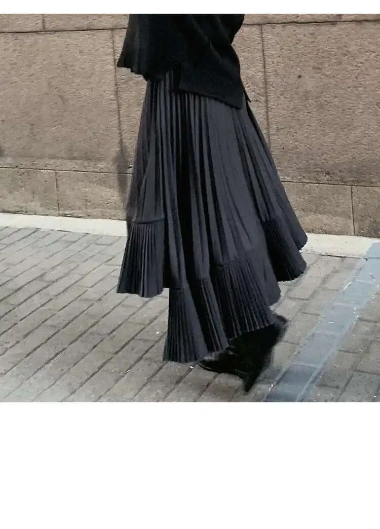LANMREM Patchwork Fold Skirt For Women High Waist Solid Color Irregular Skirts Casual Female Clothing 2025 Spring New 2YA3242