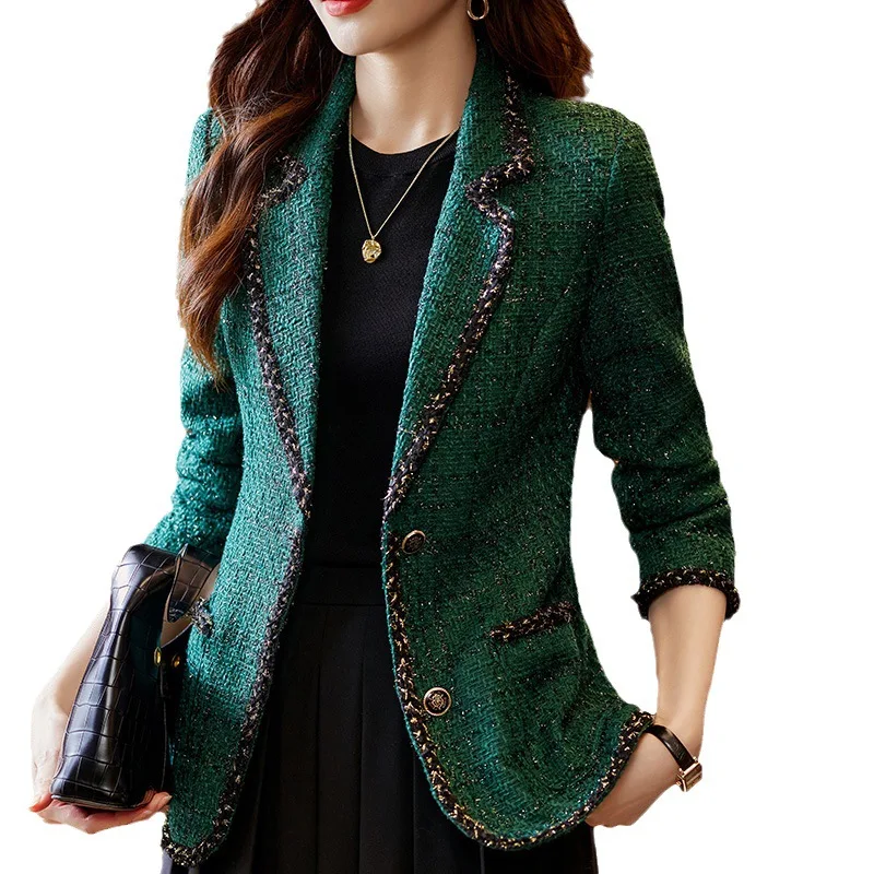 Korea Casual Spring Single Breasted Blazer Women Slim Long Sleeveless Blazer Jacket Female Elegant Office Lady Patchwork Coat