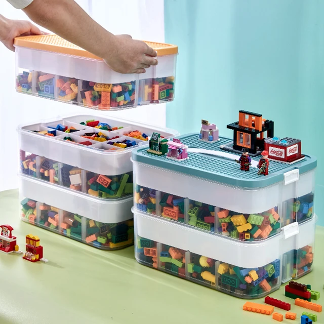 Children's Toy 1/2 Layer Building Blocks Storage Box Parts Classification  Organizers With Handle Grid Birthday Gift For Kids - AliExpress