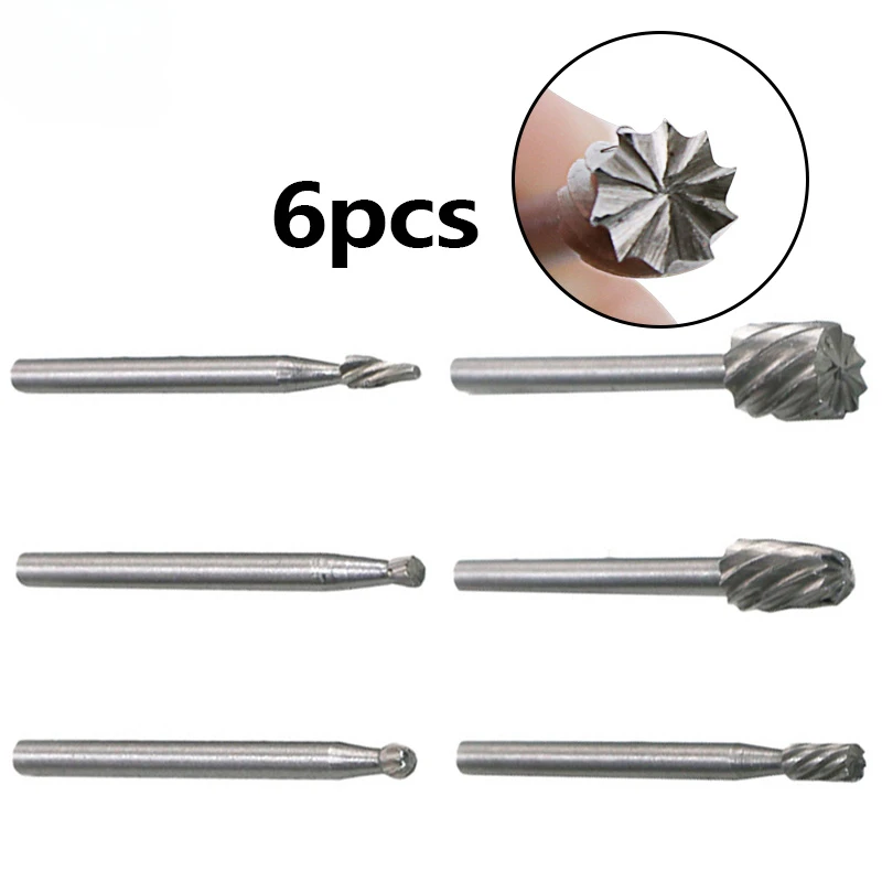 

Quality Electric Grinding Accessories 6PCS Diamond Bits alloy Rotary Burr Steel Grinding Burrs Carpentry Wood Cutter Rotary Rasp