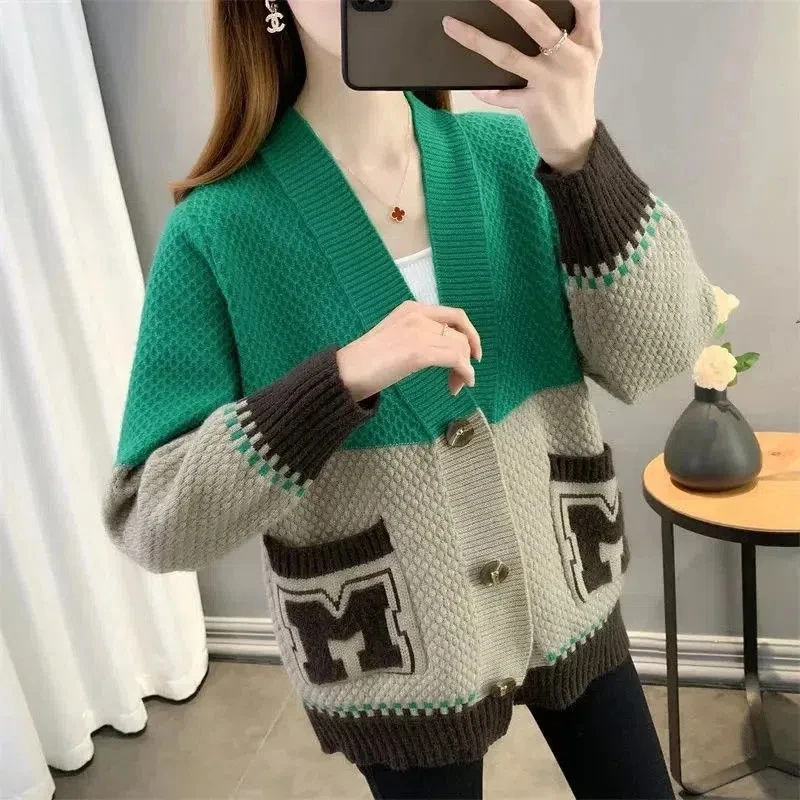 

2022 New Knitted Cardigan Women's Sweater Coat Spring Autumn Fashion Outwear Slouchy Relaxed Versatile Female Jackets Top