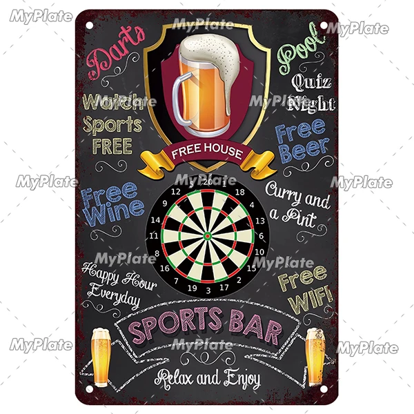 Vintage Metal Darts Sign - Bar & Club Wall Decor Art Poster Gift