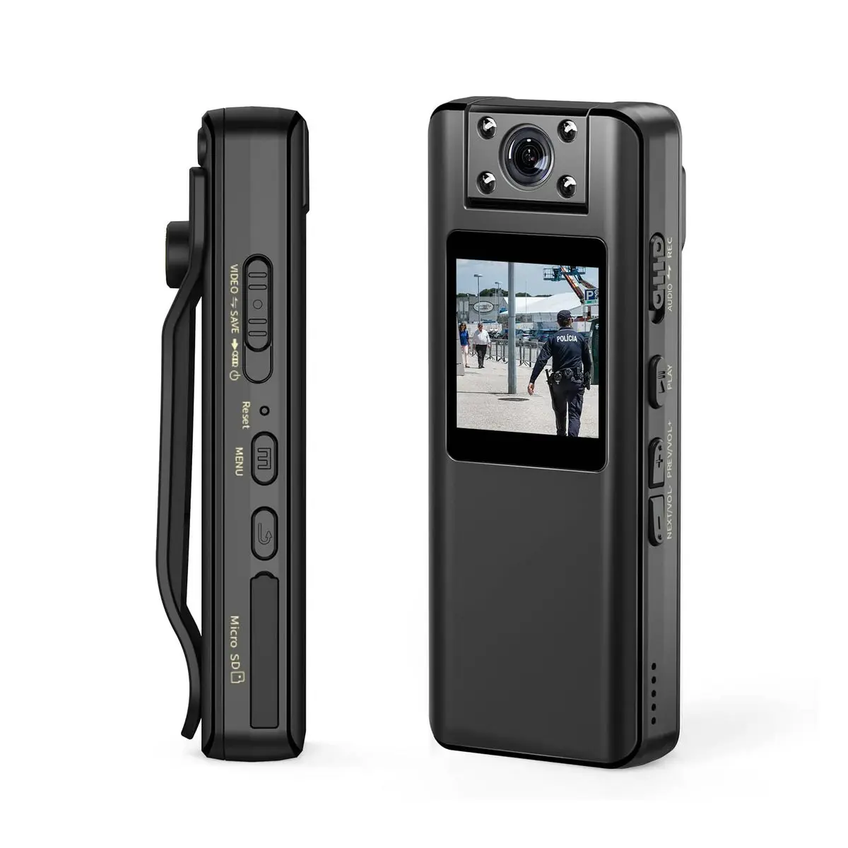 Mini Caméra Corporelle HD 1080P - Objectif Rotatif 180° - Batterie 6h - Détection De Mouvement - Pour Sport, Vélo, Sécurité