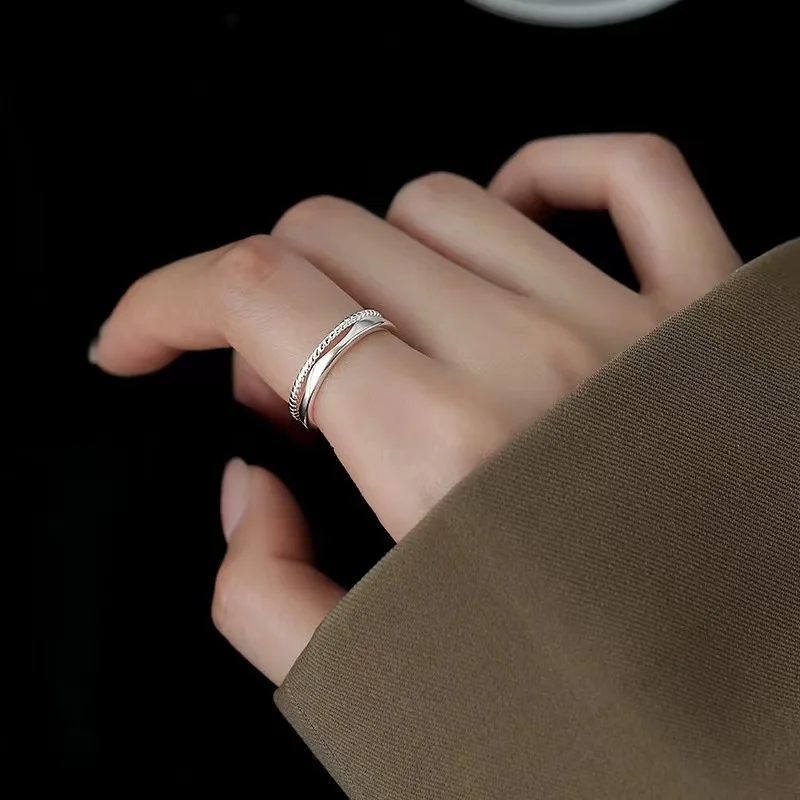 Wedding Rings Finger Rings Fashion Rings Engagement Rings Fashion Ring Original 925 Sterling Silver Double LInes Rings For Women Wedding Engagement Silver Women's Vintage Ring Fine Jewelry