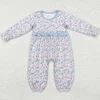 Hot Sale Baby Girls Rompers Blue Stripes Dog Embroidery Boutique Long Sleeve Rompers Kids Clothes Toddler Girls Rompers Onesie 2
