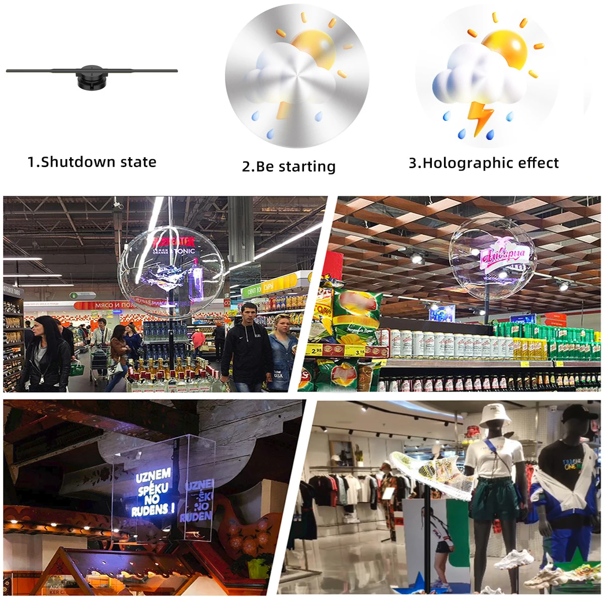 42cm 3D Hologram Projector Fan Wifi Display Business Advertising Light Holographic Lamp Projectors Holiday Gifts