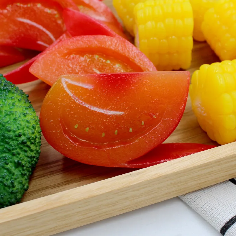 Simulation Tomato Corn Segment Artificial Vegetable Fake Food Restaurant Window Display Products Photography Props Crafts Toy
