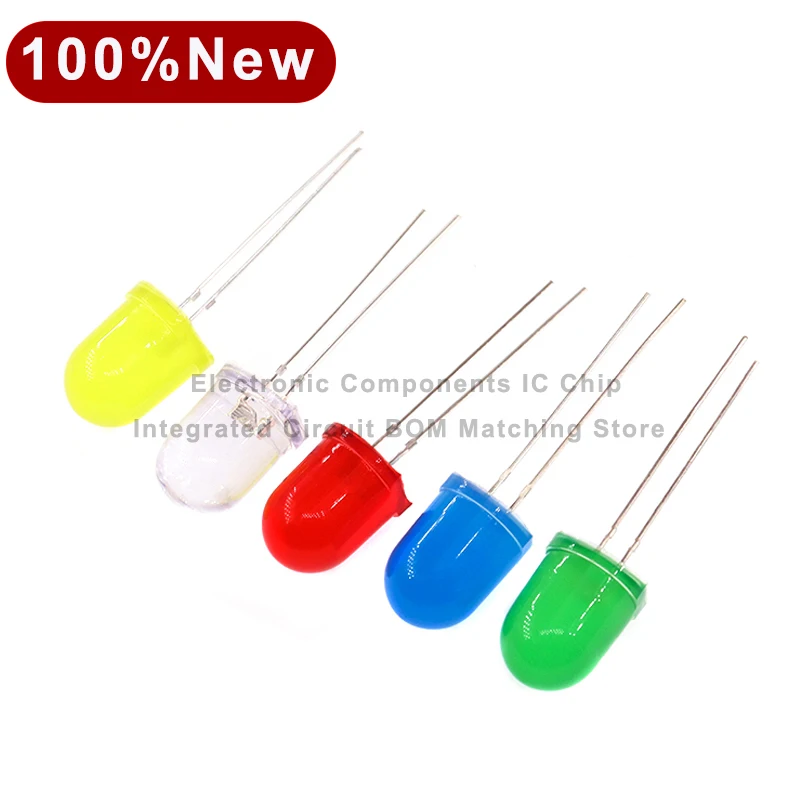 

10pcs/Lot Ultra-Bright 8mm 10mm LED Light Lamp Emitting Diodes High Brightness 3.7V White Yellow Blue Green Red 5 color 0.5W