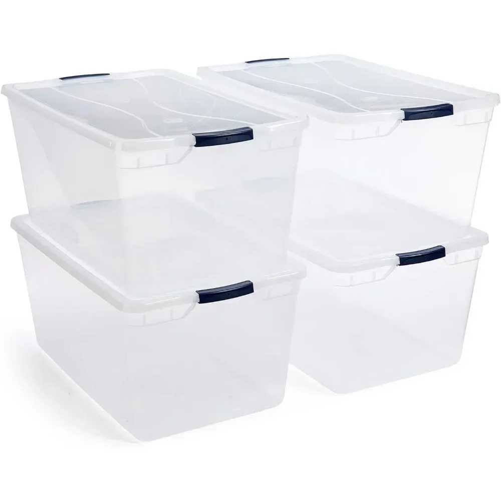 Rubbermaid Cleverstore Home/Office 6 Quart Clear Plastic Storage Tote  Container Box Bin with Lid for Garage or Basement, (12 Pack)