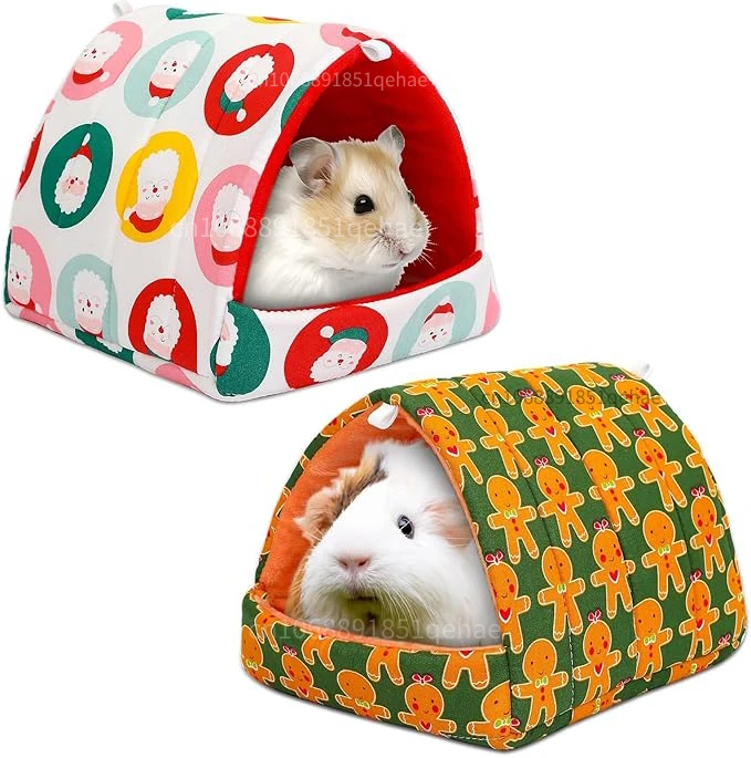Pet sleeping bed pet house pet sleeping mat Christmas Guinea Pig Bed Hideout Washable Small Animal House Cage Accessories for Chinchillas Hamsters Hedgehogs Winter Warm Mat